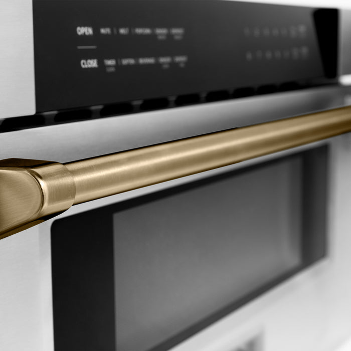 ZLINE 30" Autograph Edition  1.2 cu. ft. Built-In Microwave Drawer in Stainless Steel with Champagne Bronze Accents