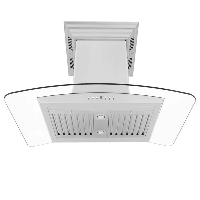 ZLINE CrownSound GL5iCRN-BT Convertible Island Mount Range Hoods with Built-in Bluetooth Speakers