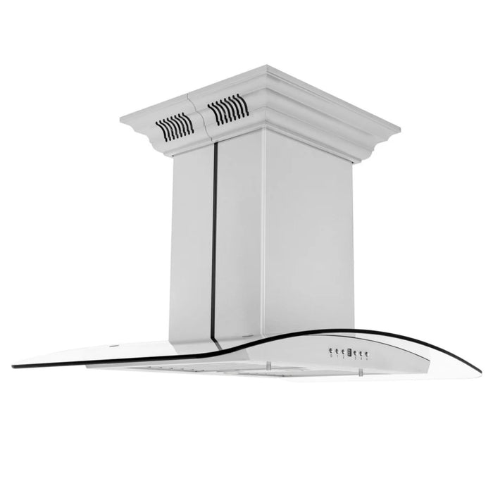 ZLINE CrownSound GL5iCRN-BT Convertible Island Mount Range Hoods with Built-in Bluetooth Speakers