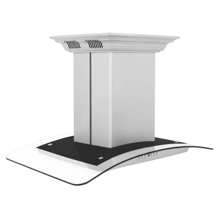 ZLINE CrownSound GL5iCRN-BT Convertible Island Mount Range Hoods with Built-in Bluetooth Speakers
