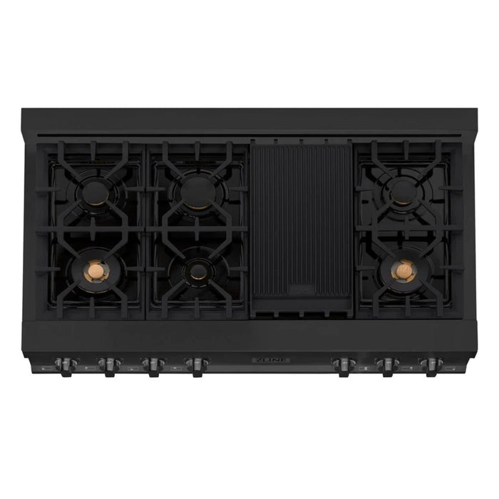 ZLINE Legacy Gas Rangetops in Black Stainless Steel with Brass Burners – 30", 36", & 48"
