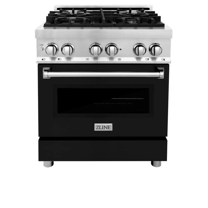 ZLINE Legacy Dual Fuel Range with Black Matte Door – Available in 24", 30", 36", and 48" Sizes