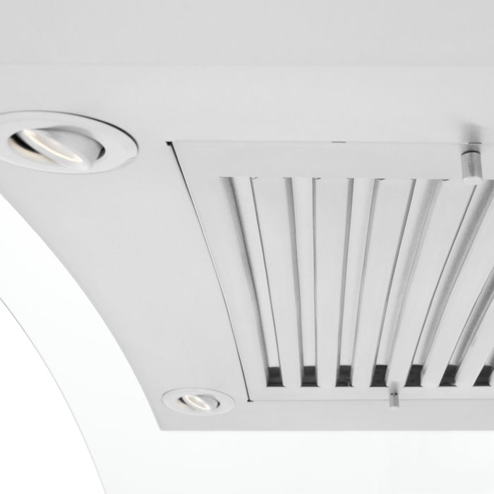 ZLINE 48" Convertible Vent Convertible Vent Wall Mount Range Hood in Stainless Steel & Glass