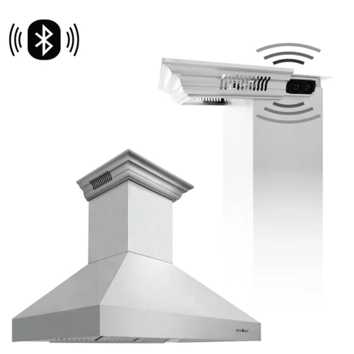 ZLINE 667CRN-BT Series Wall Mount Range Hood with Bluetooth Speakers.