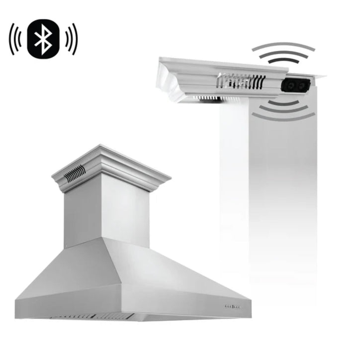 ZLINE 697CRN-BT 400 CFM Professional Wall Mount Range Hood with Built-in CrownSound Bluetooth Speakers