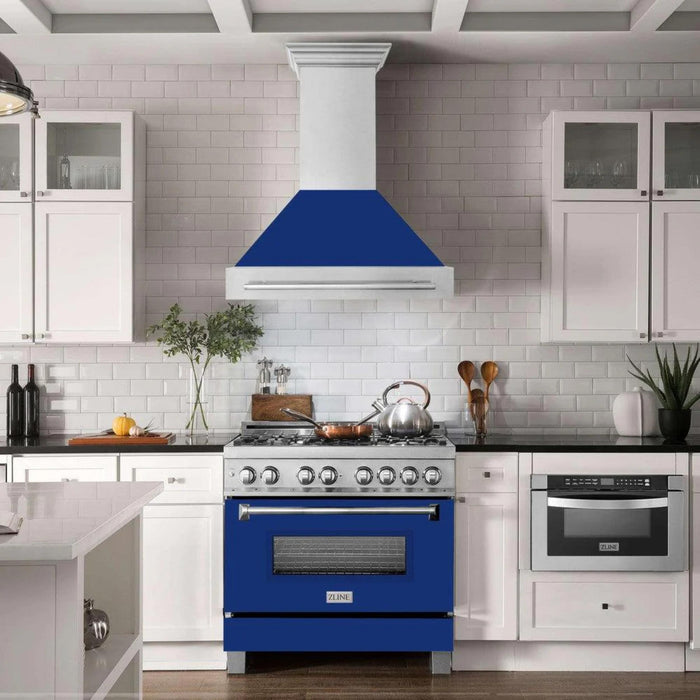 ZLINE 36" Wall Mount Range Hood with Satin Stainless Steel and Colored Shell