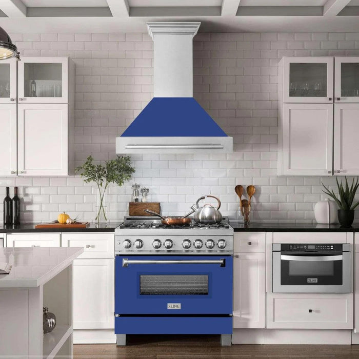 ZLINE 36" Wall Mount Range Hood with Satin Stainless Steel and Colored Shell