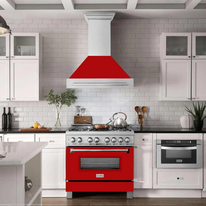 ZLINE 36" Wall Mount Range Hood with Satin Stainless Steel and Colored Shell