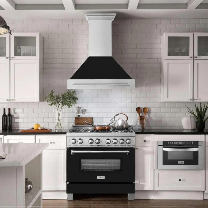 ZLINE 36" Wall Mount Range Hood with Satin Stainless Steel and Colored Shell