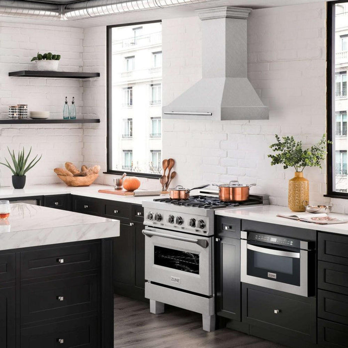 ZLINE 36" Wall Mount Range Hood with Satin Stainless Steel and Colored Shell