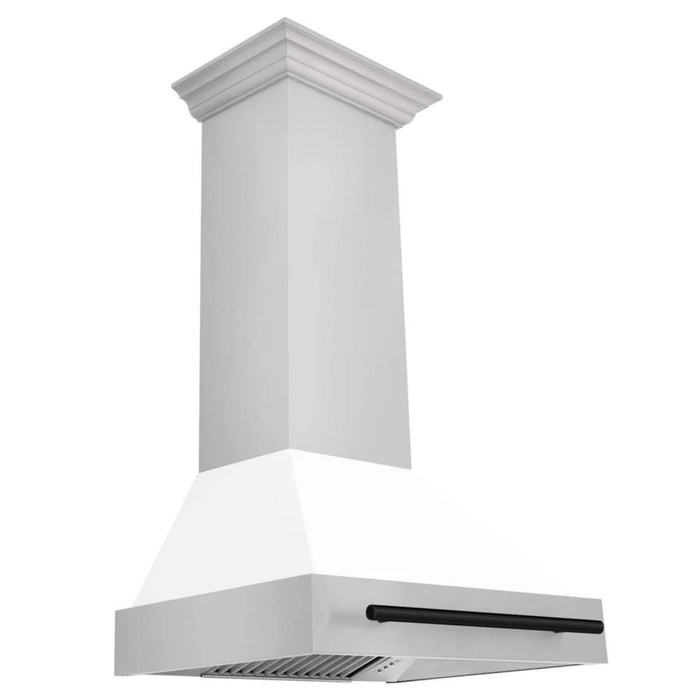 ZLINE Autograph Edition 30" Kitchen Package with White Matte Door and Matte Black Accents (2AKP-RAWMRH30-MB)