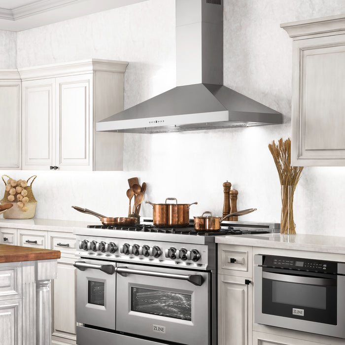 ZLINE 48" Convertible Vent Convertible Vent Wall Mount Range Hood in Stainless Steel