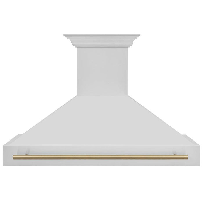 ZLINE 48" Autograph Edition Stainless Steel Range Hood with Stainless Steel Shell and Champagne Bronze Handle