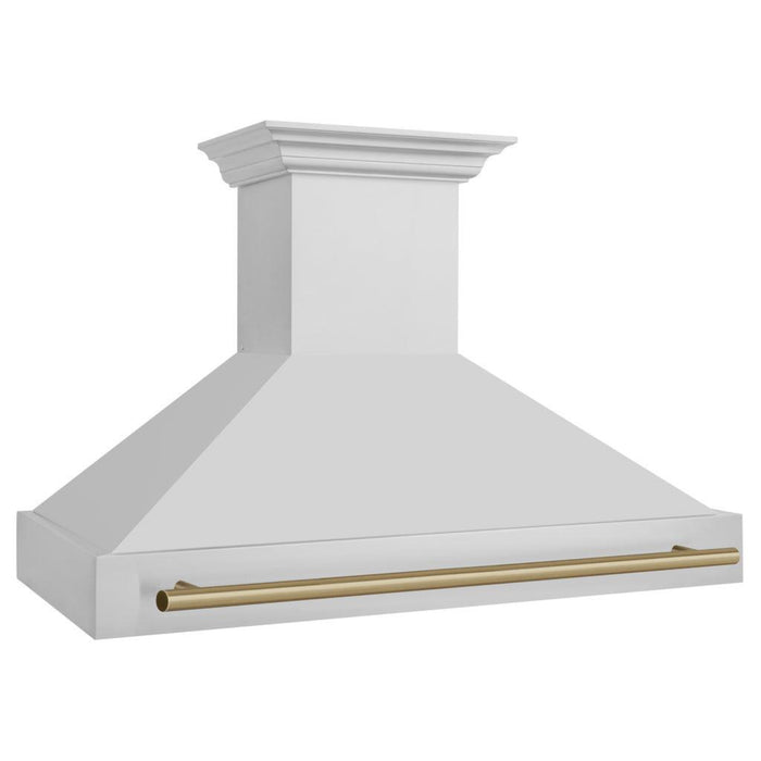 ZLINE 48" Autograph Edition Stainless Steel Range Hood with Stainless Steel Shell and Champagne Bronze Handle