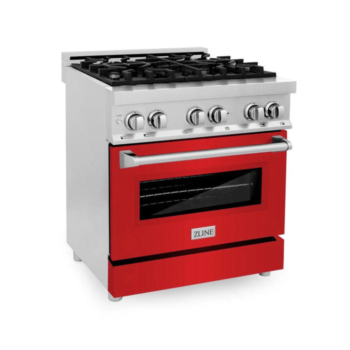 ZLINE Legacy Dual Fuel Range with Red Matte Door – 30", 36", and 48"