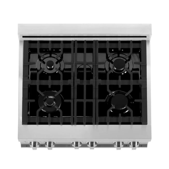 ZLINE 2-Piece Kitchen Package: Dual Fuel Range with Red Matte Door and Convertible Vent Range Hood (Models 2KP-RARMRH30, 2KP-RARMRH36, 2KP-RARMRH48)