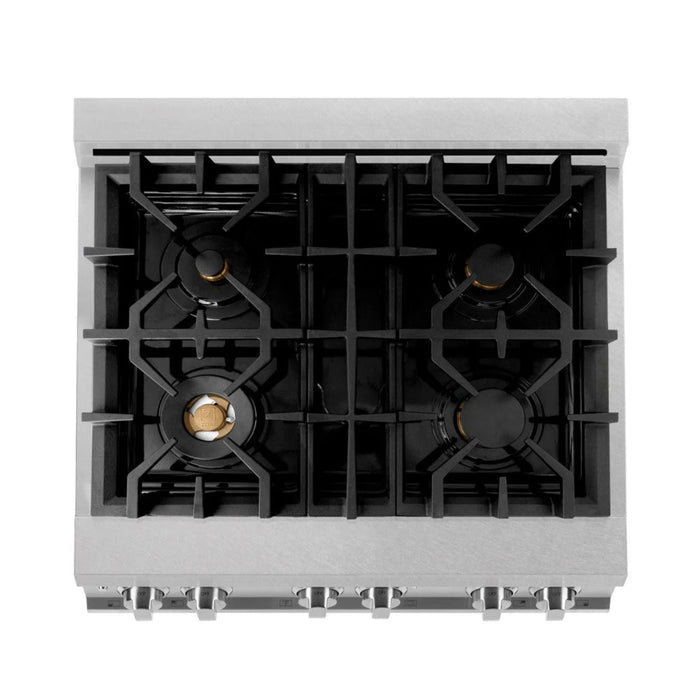ZLINE Legacy Dual Fuel Range Satin Stainless with Brass Burners – 30", 36", & 48"