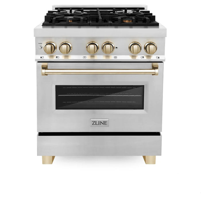ZLINE Autograph Edition 24", 30", 36", & 48" Legacy Dual Fuel Range with Champagne Bronze, Polished Gold nd Matte Black.