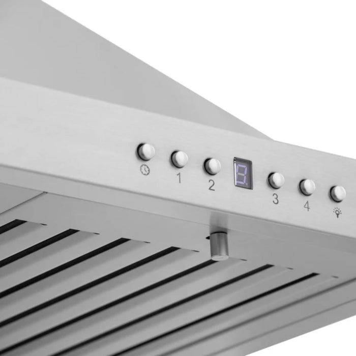 ZLINE 2-Piece Kitchen Package: Stainless Steel Dual Fuel Range and Convertible Vent Range Hood