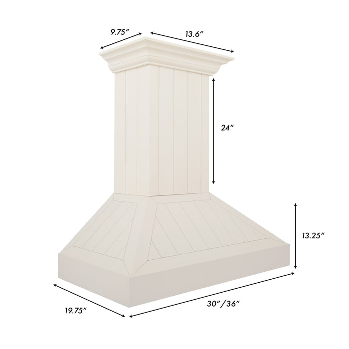 ZLINE 30" Ducted Vent Wooden Convertible Vent Wall Mount Range Hood in Cottage White