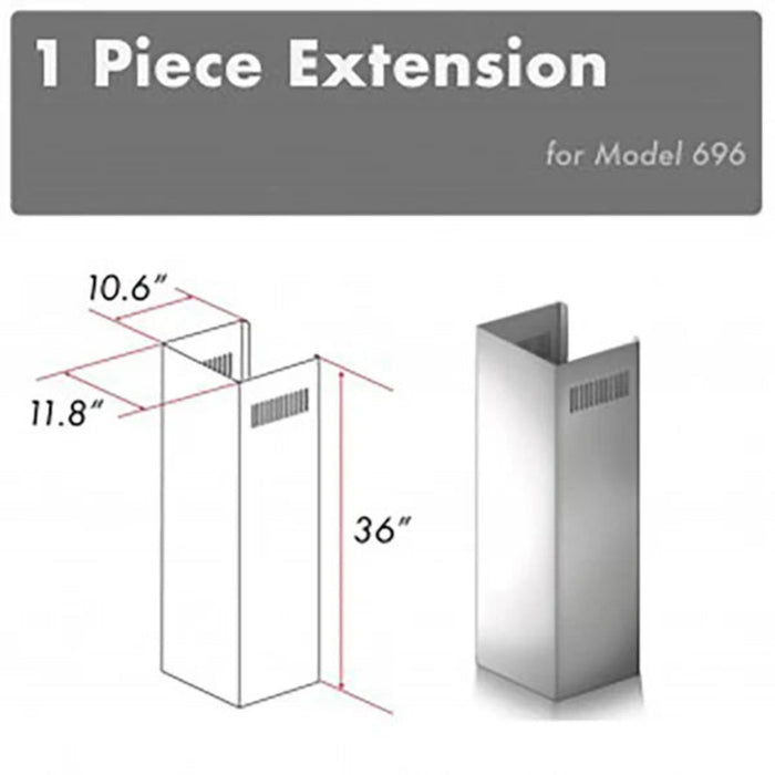 ZLINE 1-Piece 36" Chimney Extension for 9 ft. to 10 ft. Ceilings (Model 696)