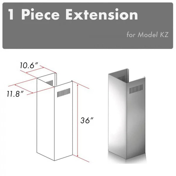 ZLINE 1-Piece 36" Chimney Extension for 9 ft. to 10 ft. Ceilings (Model 1PCEXT-KZ)