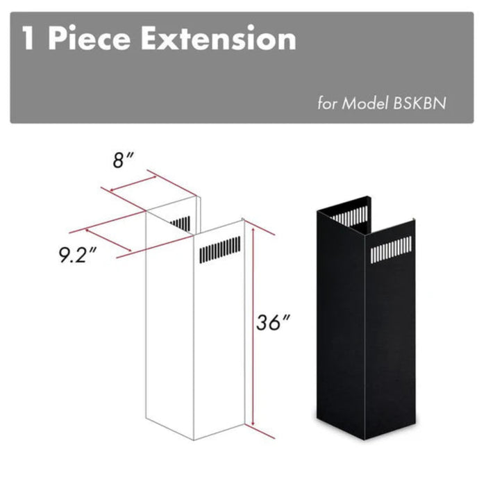 ZLINE 1-Piece 36" Chimney Extension for 9 ft. to 10 ft. Ceilings in Black Stainless Steel (Model 1PCEXT-BSKBN)
