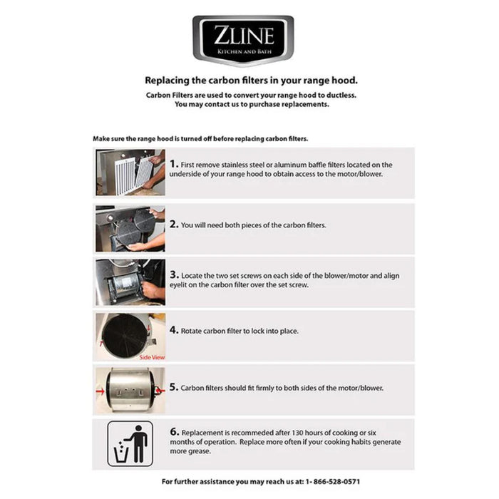 ZLINE CF1 Set of 2 Charcoal Filters for Range Hoods with Recirculating Option