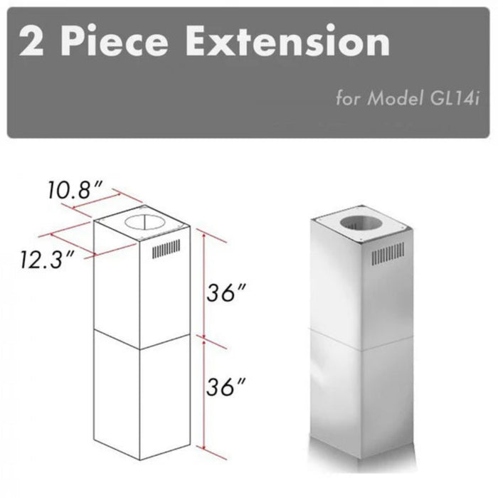 ZLINE 2-Piece 36" Chimney Extensions for GL14i Island Range Hood