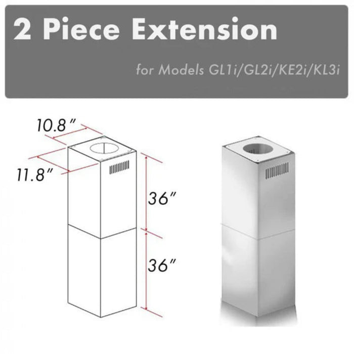 ZLINE 2-Piece 36" Chimney Extensions for GL1i, GL2i, KE2i, KL3i Island Range Hoods