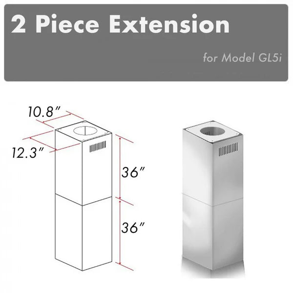 ZLINE 2-Piece 36" Chimney Extensions for GL5i Island Range Hood