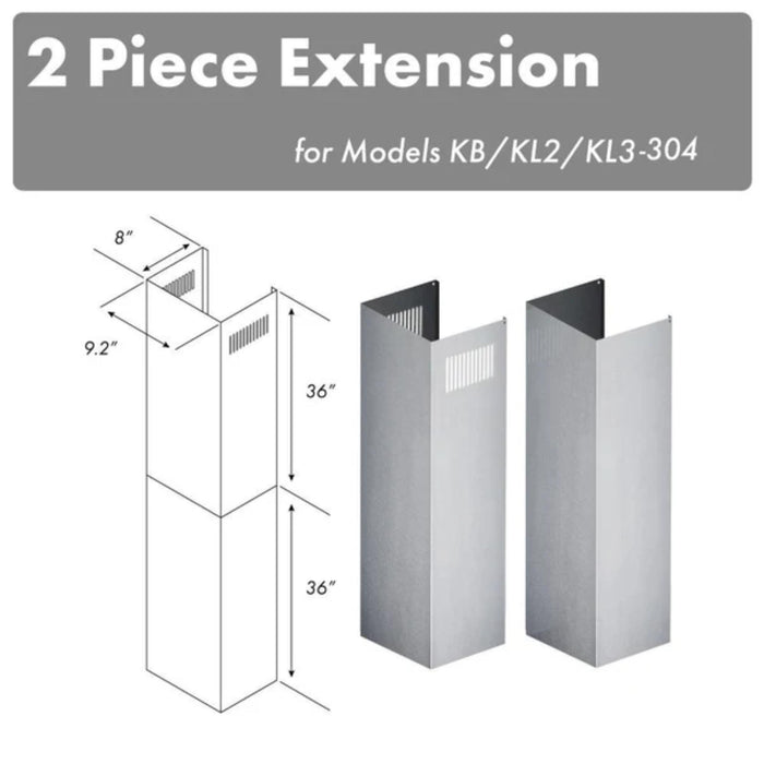 ZLINE 2-Piece 36" Chimney Extensions for KB, KL2, KL3 Stainless Steel Range Hoods