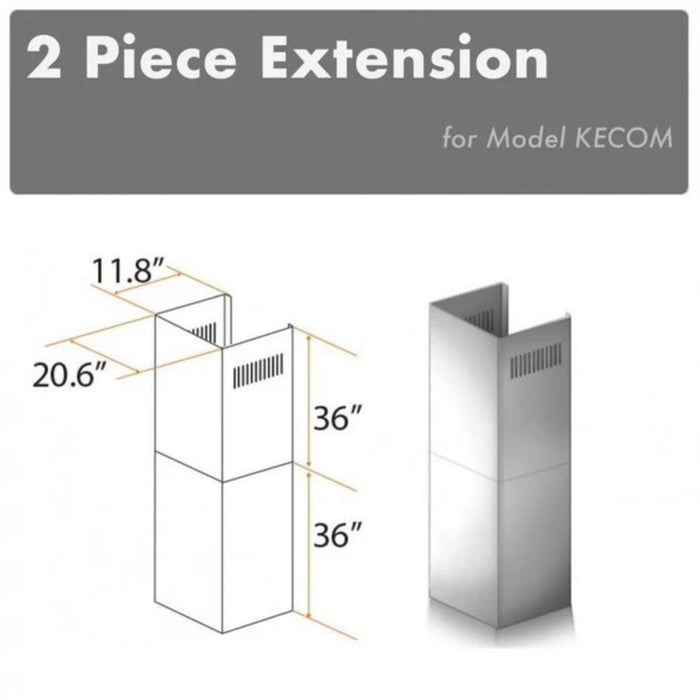 ZLINE 2-Piece 36" Chimney Extensions for KECOM Range Hoods