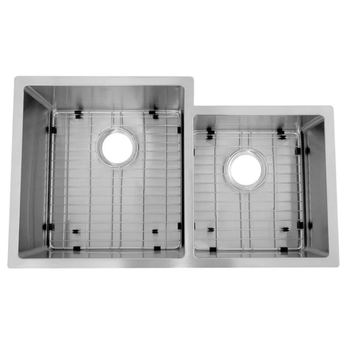 ZLINE SRDR-32 32 Inch Jackson Undermount Double Bowl Satin Stainless Steel Kitchen Sink with Bottom Grid