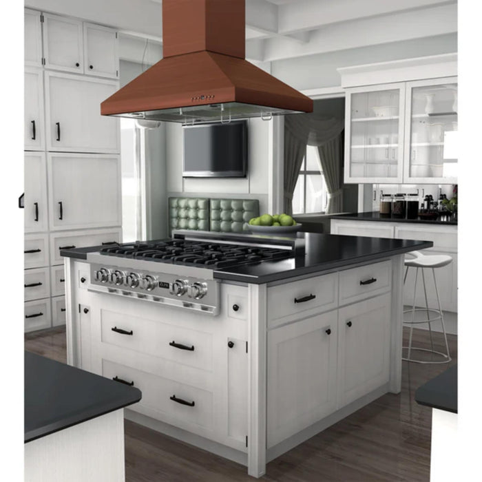 ZLINE 36" Designer Series Hand-Hammered Copper Island Mount Range Hood.