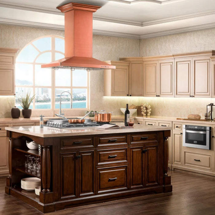 ZLINE 36" Designer Series Hand-Hammered Copper Island Mount Range Hood.