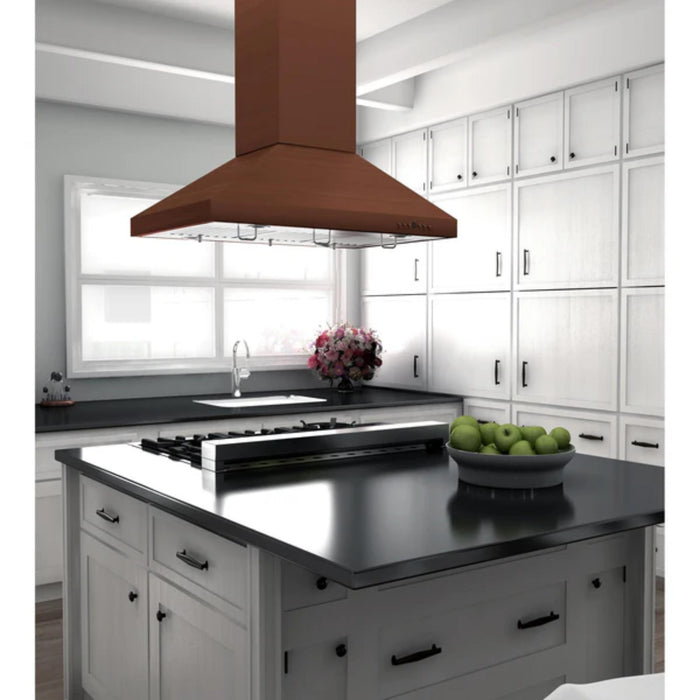 ZLINE 36" Designer Series Hand-Hammered Copper Island Mount Range Hood.