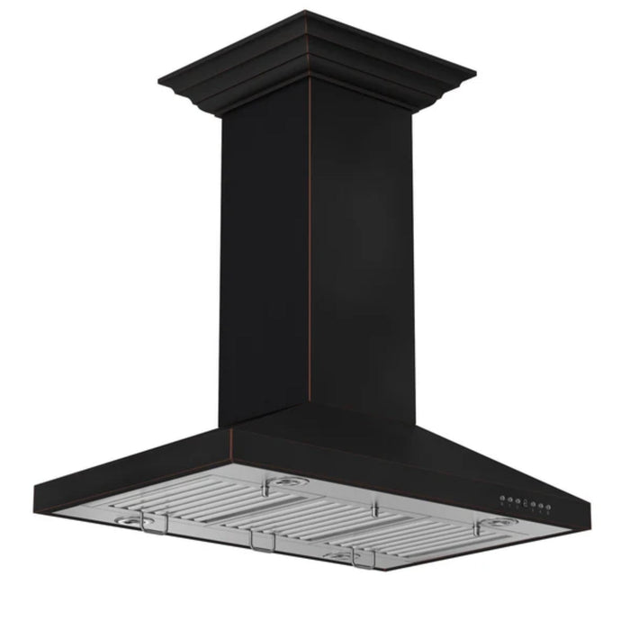 ZLINE 36" Designer Oil-Rubbed Bronze Island Mount Range Hood.