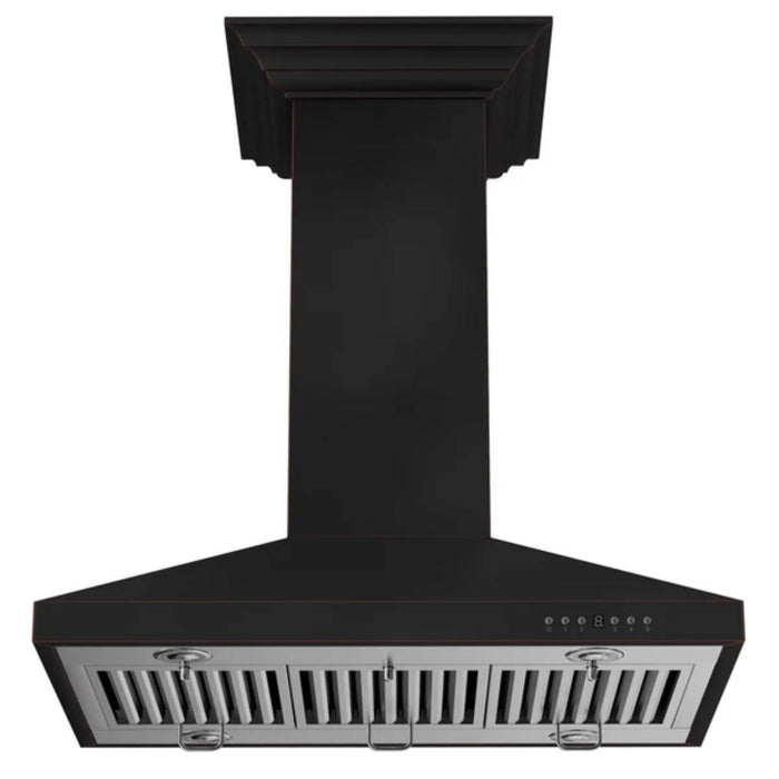 ZLINE 36" Designer Oil-Rubbed Bronze Island Mount Range Hood.