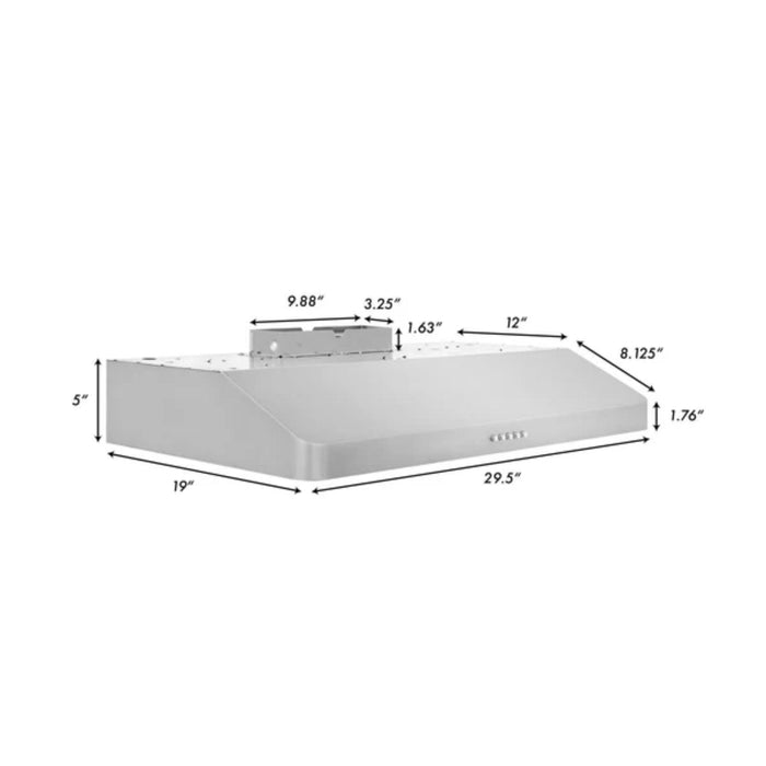 ZLINE 30" 400 CFM Ducted Under Cabinet Range Hood in Brushed Stainless Steel