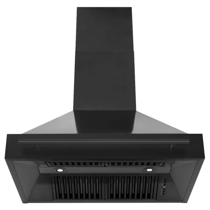 ZLINE Black Stainless Steel Wall Mount Range Hood with Handle
