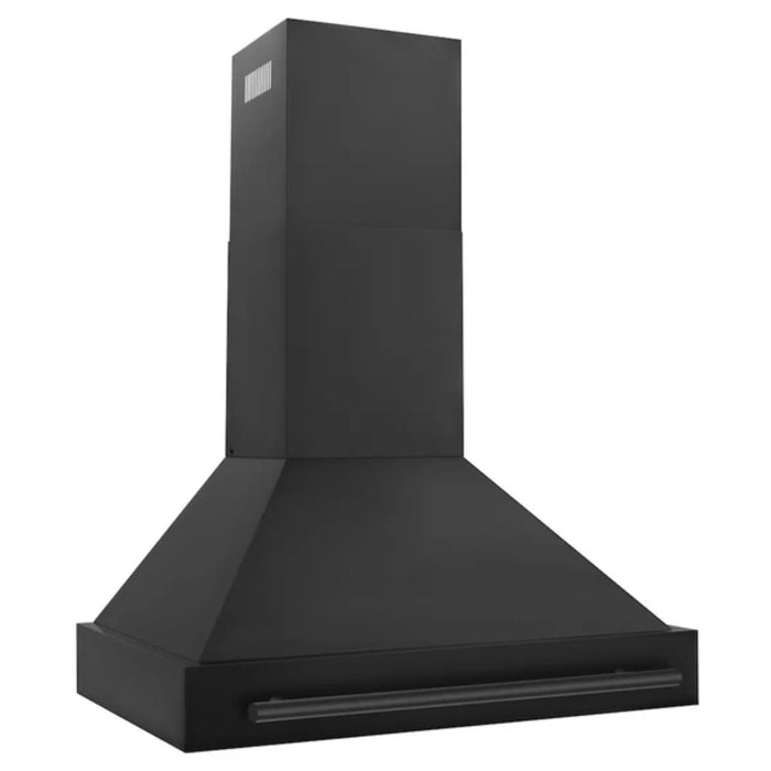 ZLINE Black Stainless Steel Wall Mount Range Hood with Handle