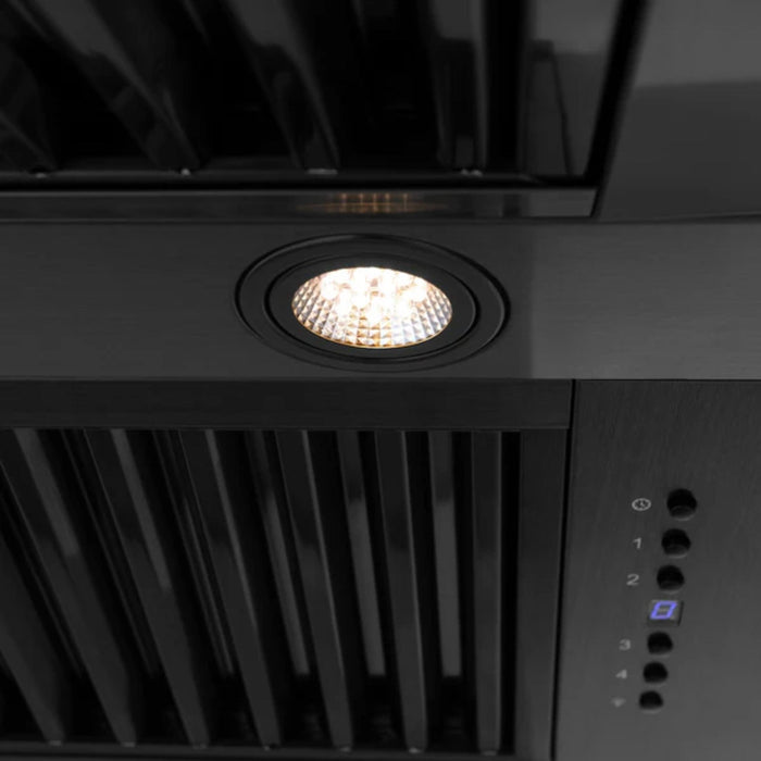 ZLINE Black Stainless Steel Wall Mount Range Hood with Handle