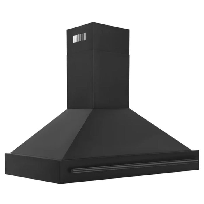 ZLINE Black Stainless Steel Wall Mount Range Hood with Handle