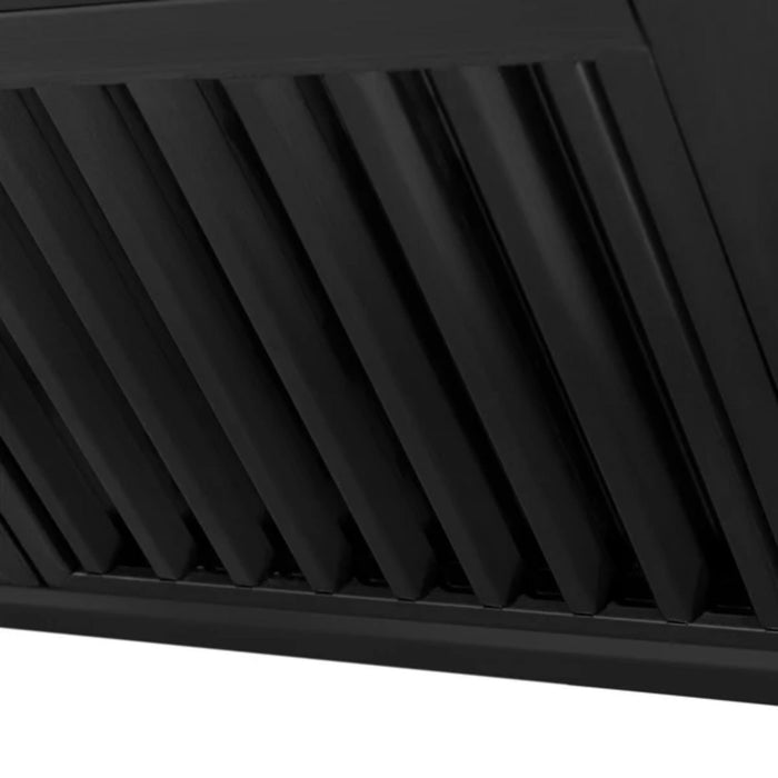 ZLINE Autograph Edition Black Stainless Steel Wall Mount Range Hood with Champagne Bronze Handle