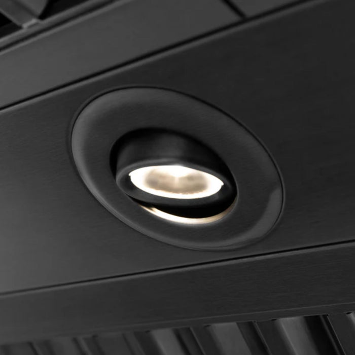 ZLINE Autograph Edition Black Stainless Steel Wall Mount Range Hood with Gold Handle