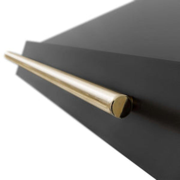ZLINE 36" Black Stainless Steel Range Hood with Champagne Bronze Handle