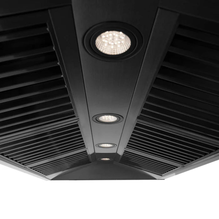 ZLINE Autograph Edition Black Stainless Steel Wall Mount Range Hood with Gold Handle