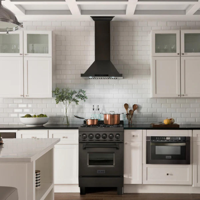 ZLINE Black Stainless Steel Wall Mount Range Hood with CrownSound Bluetooth Speakers (BSKBNCRN-BT)