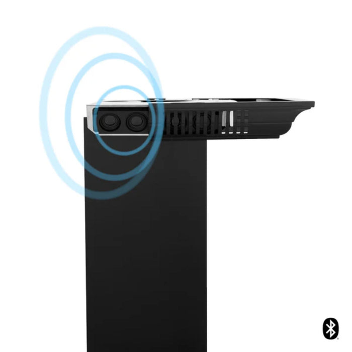 ZLINE Black Stainless Steel Wall Mount Range Hood with CrownSound Bluetooth Speakers (BSKBNCRN-BT)